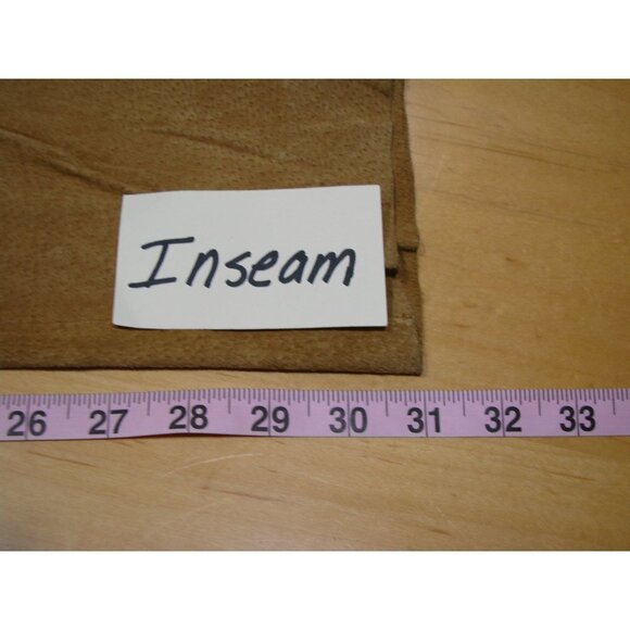 Cali Cali Suede Pants Color is Camel with Coffee Brown Trim Front Pockets Sz 10 - Picture 6 of 12